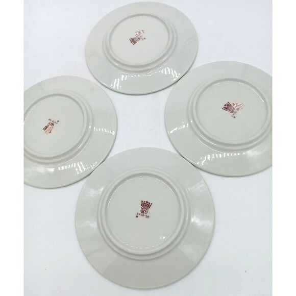 Vintage Rego Restaurant Ware China E438-58 Green Lattice Set Of 4 Saucers - Picture 6 of 6